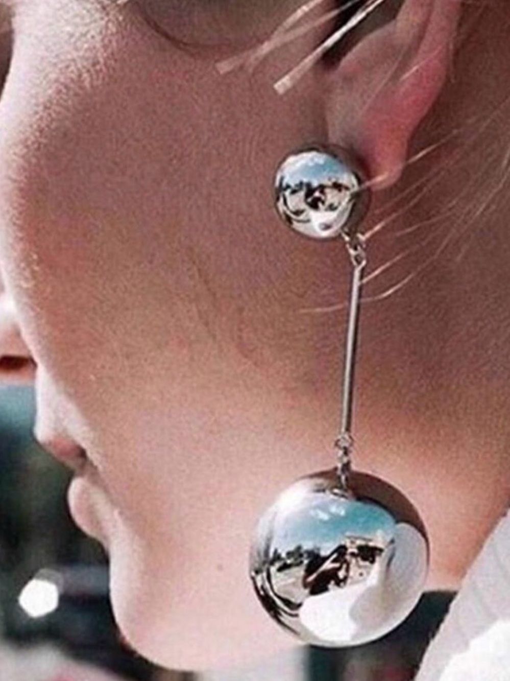 Anthropologie Silver Drop Mirror Ball Dangle Earrings